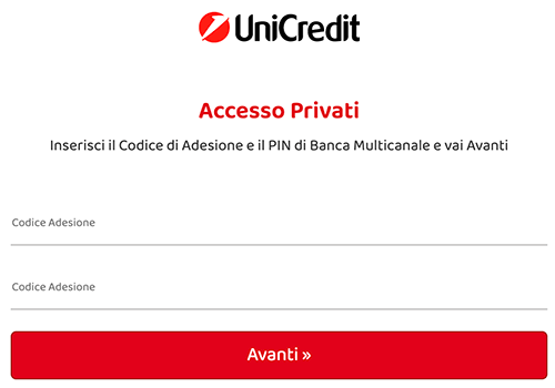 richiesta credenziali di accesso unicredit phishing