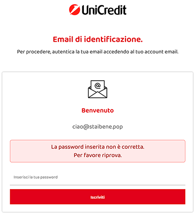 avviso password email unicredit phishing