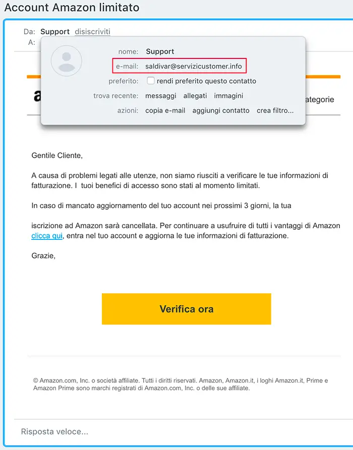 Account Amazon limitato