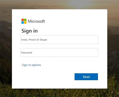 falso login microsoft outlook