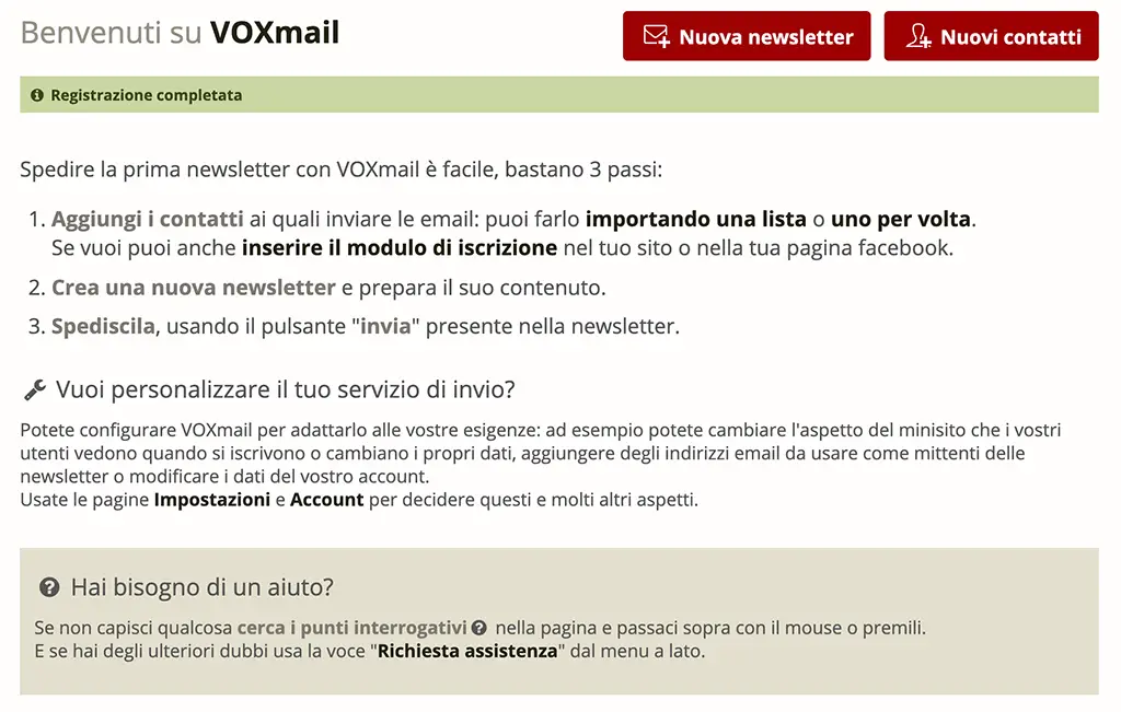 primi passi con voxmail