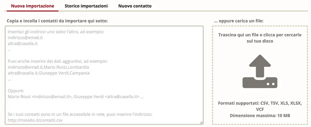 i contatti di voxmail