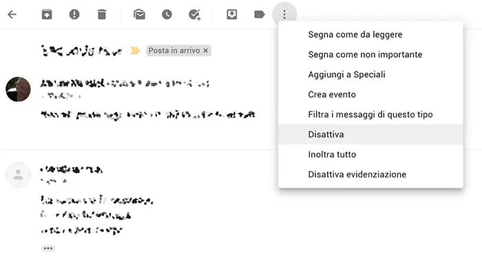 Disattivare email Gmail
