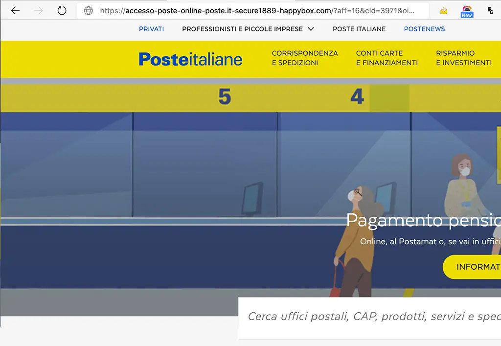 sito phishing poste italiane