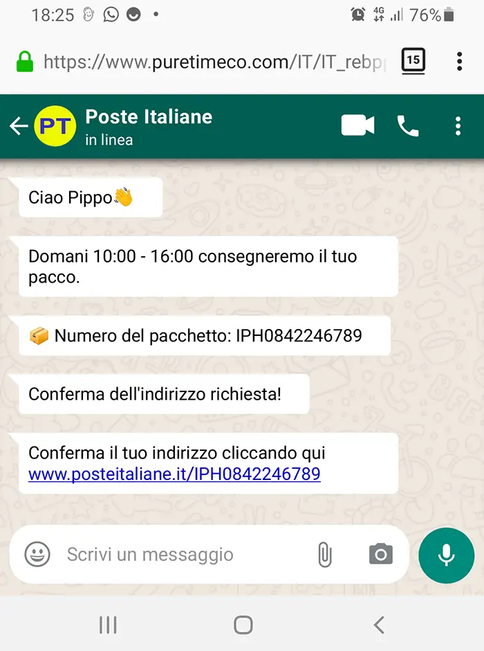 smishing consegna pacco