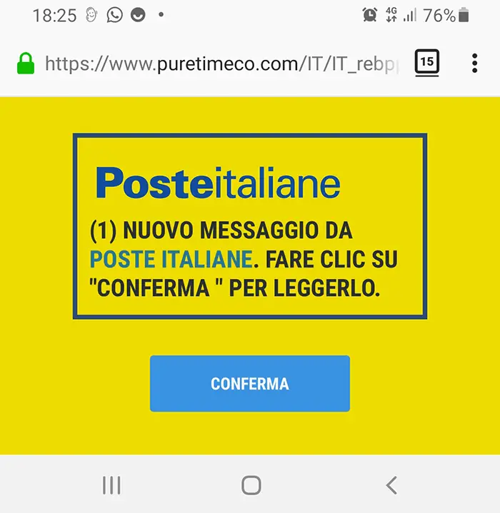 smishing consegna pacco falso sito poste italiane