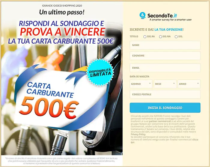 Carta carburante da 500 Euro