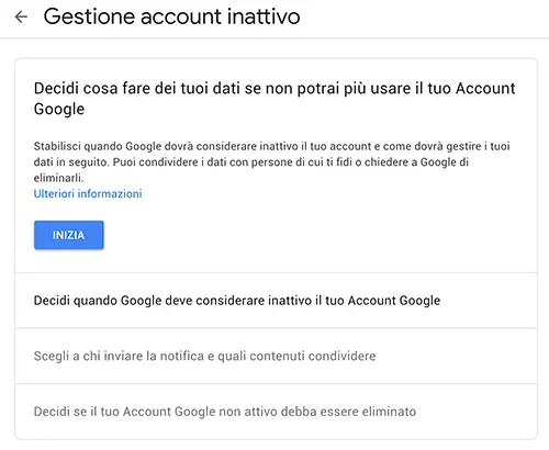 Gestione account inattivo