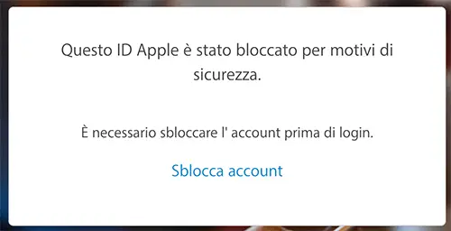 account apple bloccato