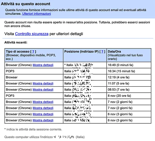 controllo accessi gmail