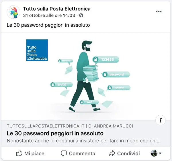 Come mandare via email un link di un post Facebook