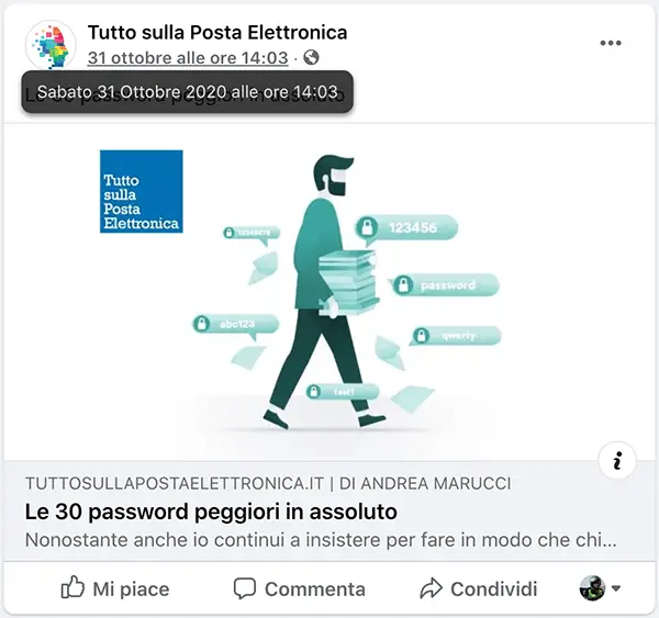 Come mandare via email un link di un post Facebook