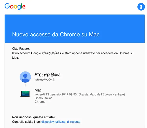 avviso di google