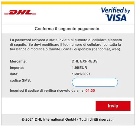 DHL : Il tuo pacco è stato restituito