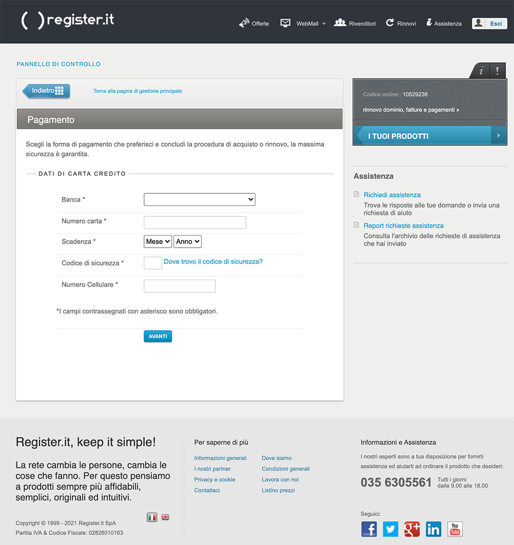 Dominio in attesa di rinnovo