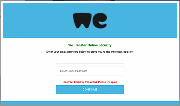 furto password wetransfer credenziali