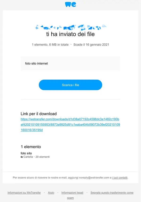 email reale wetransfer