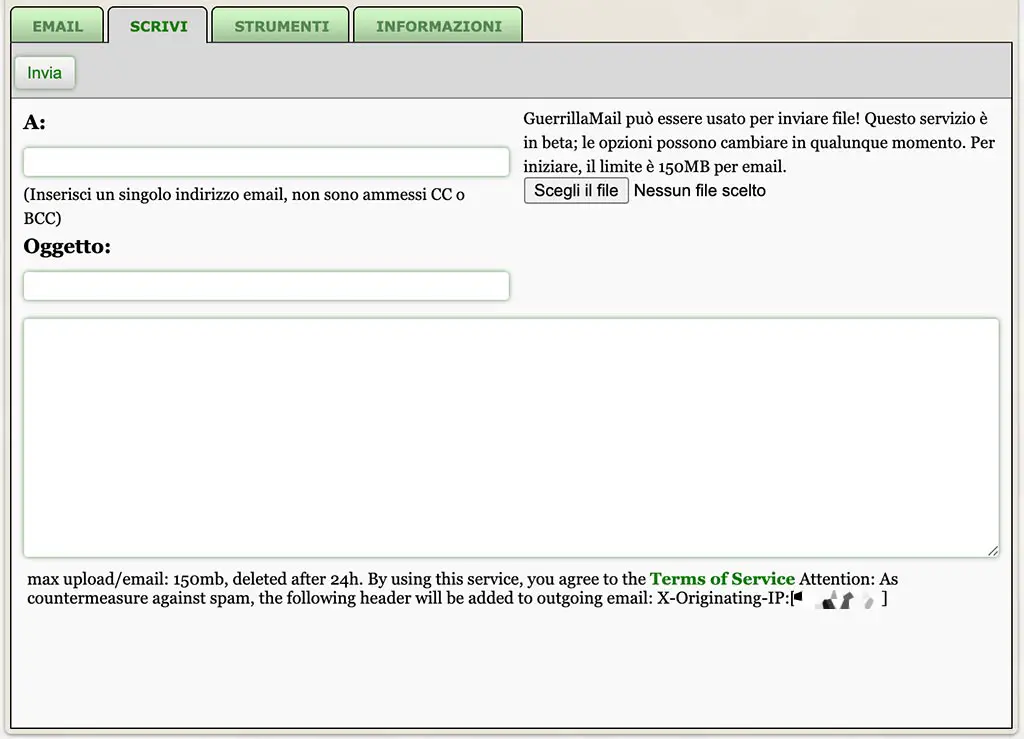 guerrillamail mandare email anonima
