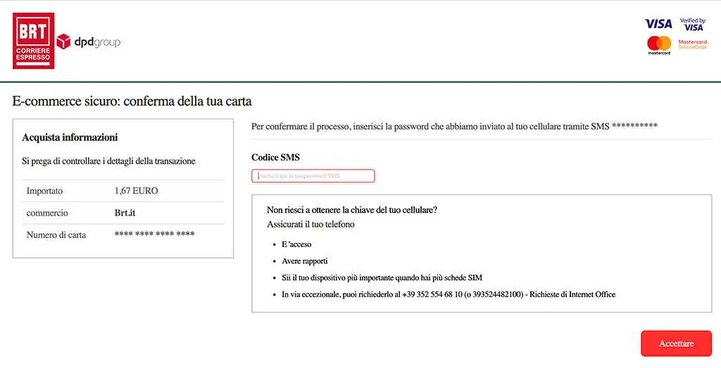 autorizzazione sms