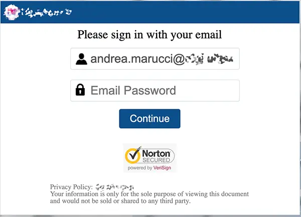 box richiesta password email