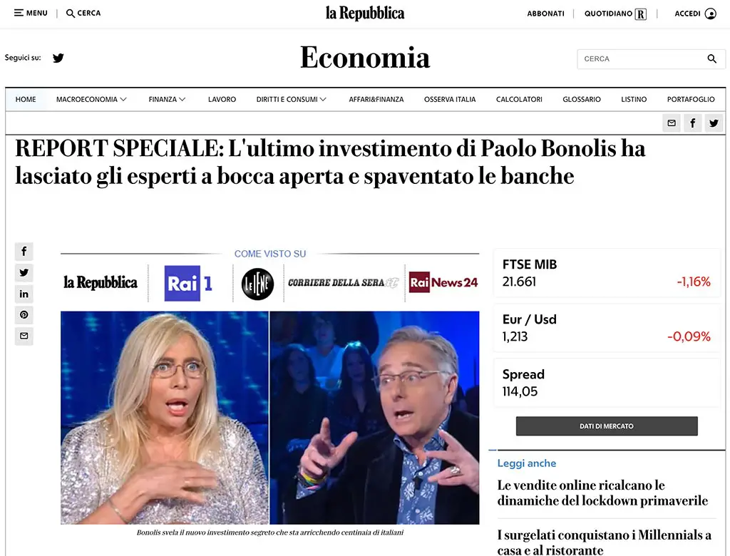 Ultimo investimento di Paolo Bonolis