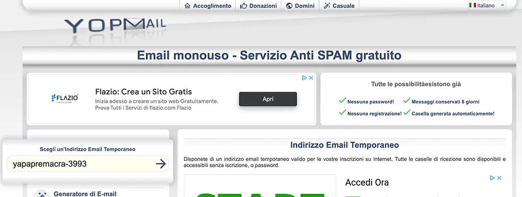 indirizzo email temporaneo