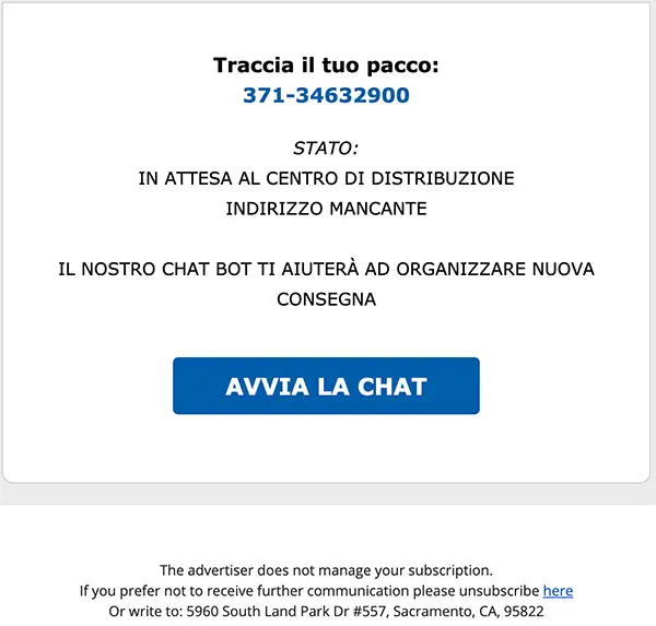 I costi per il trasporto, pari a 4,95 €, non sono stati pagati 