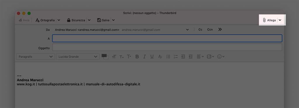allegare word in client di posta elettronica