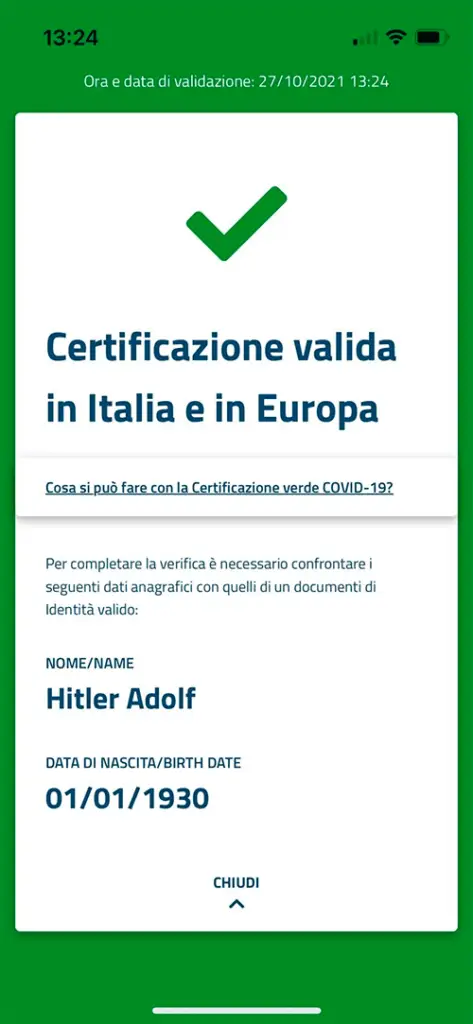 green pass adolf hitler verifica