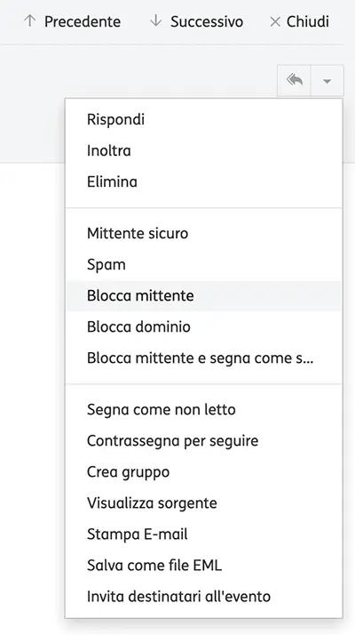 bloccare mittente email spam alice