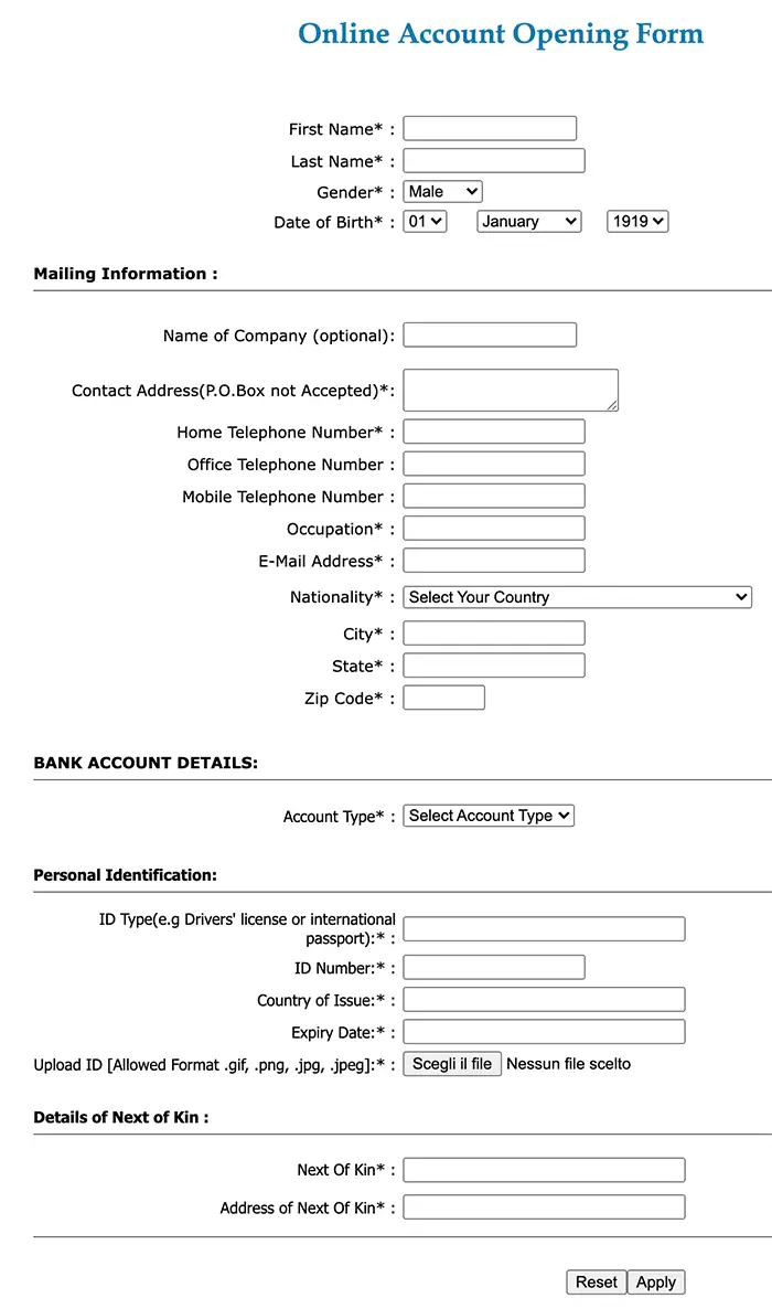 TRUST STANDARD banca fasulla