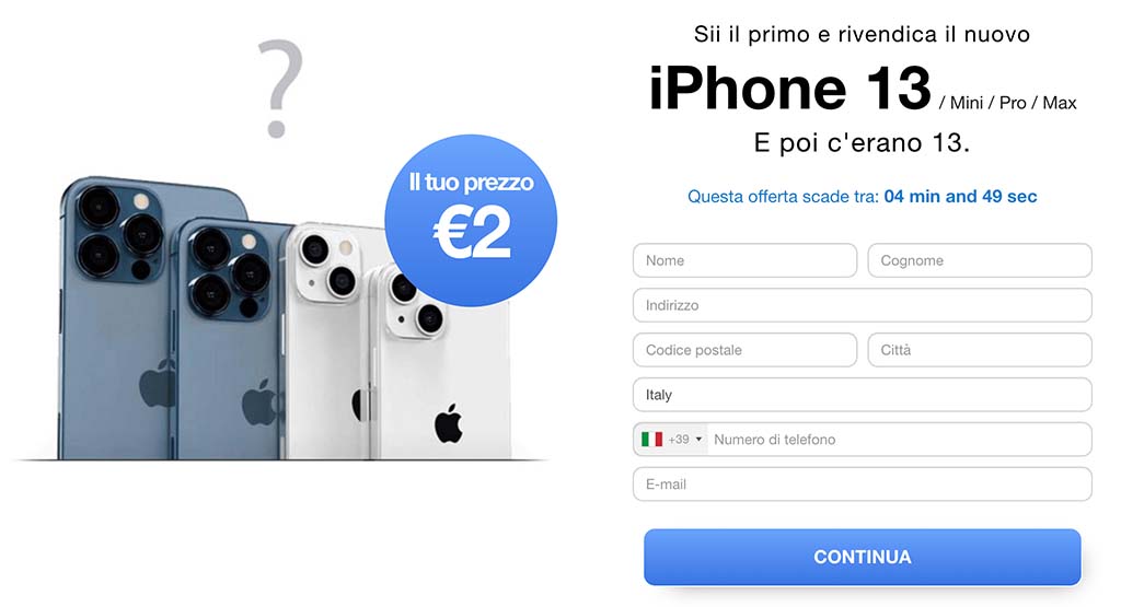 richiesta dati per iphone