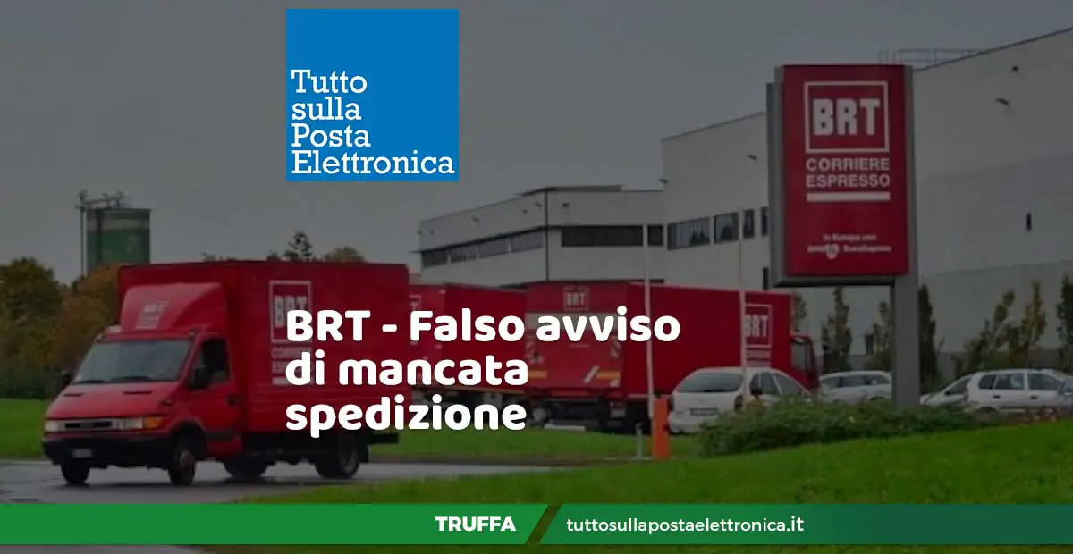 BRT - Avviso mancata spedizione