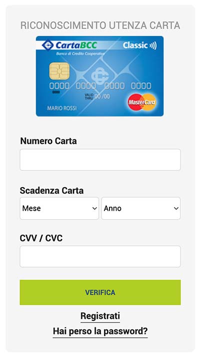 richiesta dati carta di credito