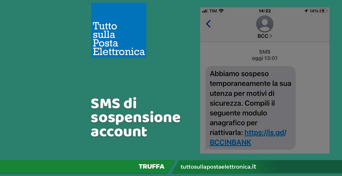 SMS da BCC di utenza sospesa