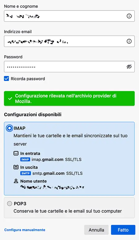 Configurare Gmail su Thunderbird