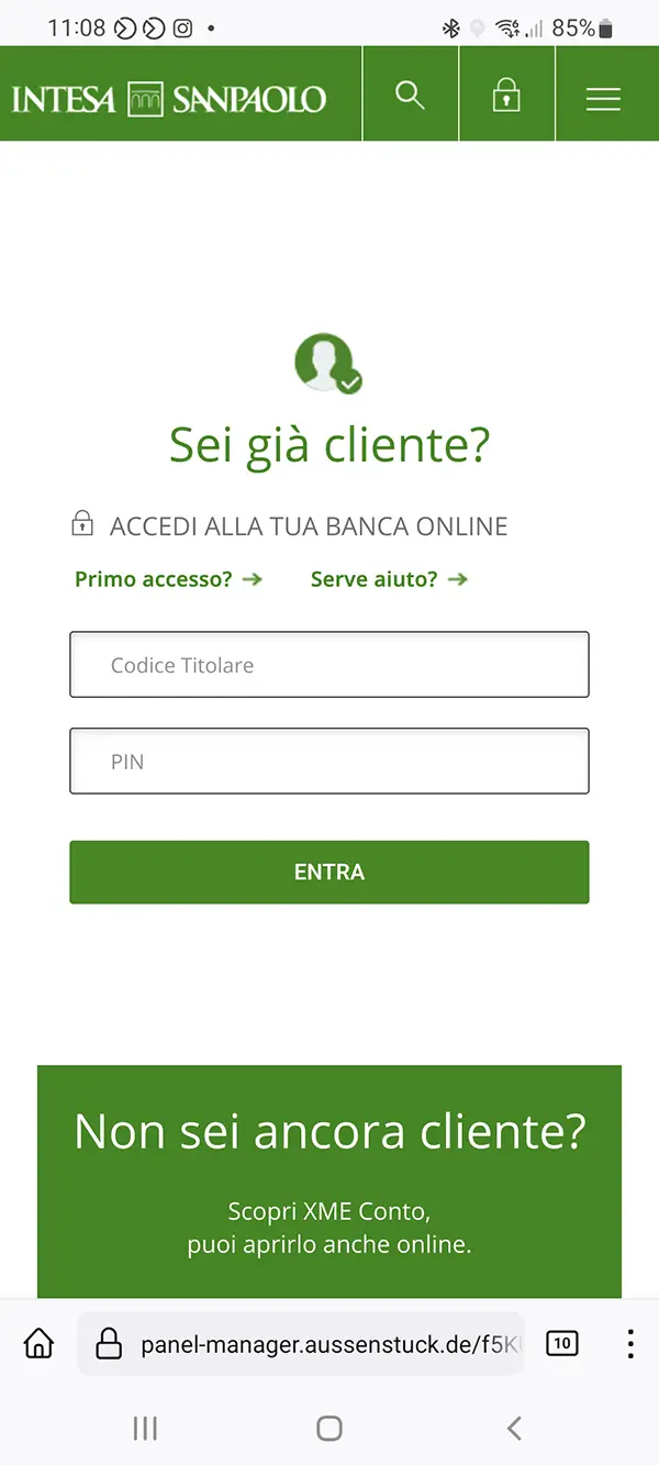 sito phishing banca intesa