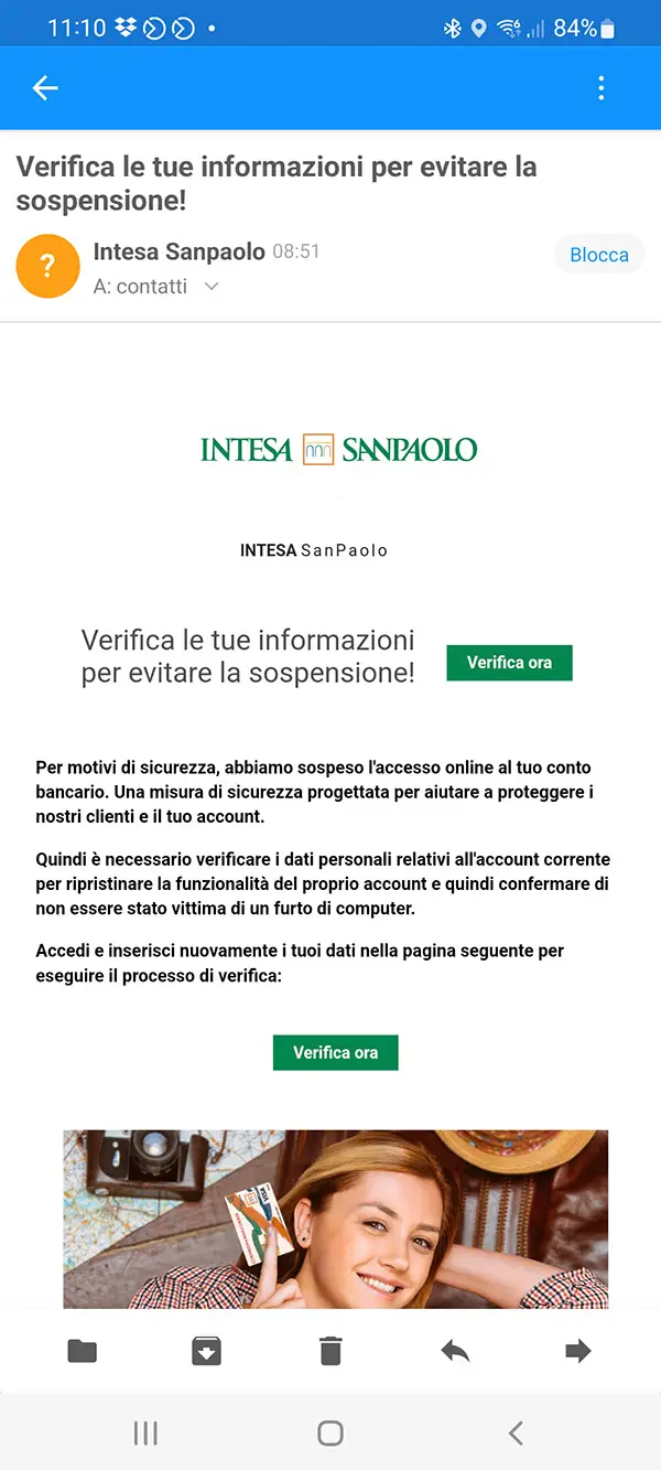 email phishing banca intesa