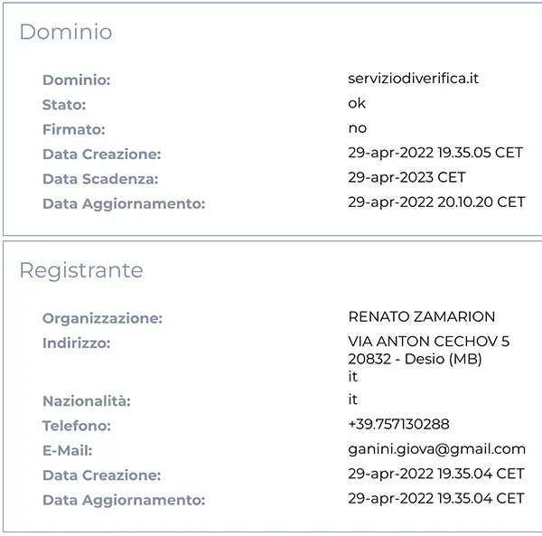 serviziodiverifica.it dominio falso