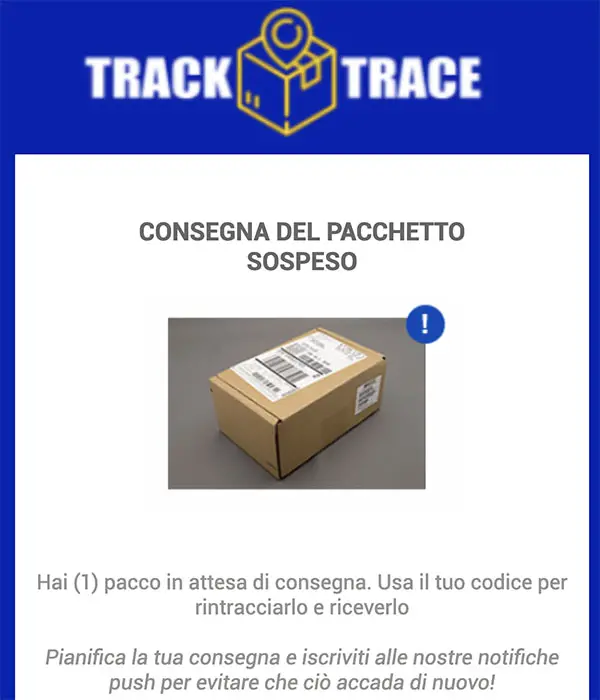 La notifica del tuo pacco