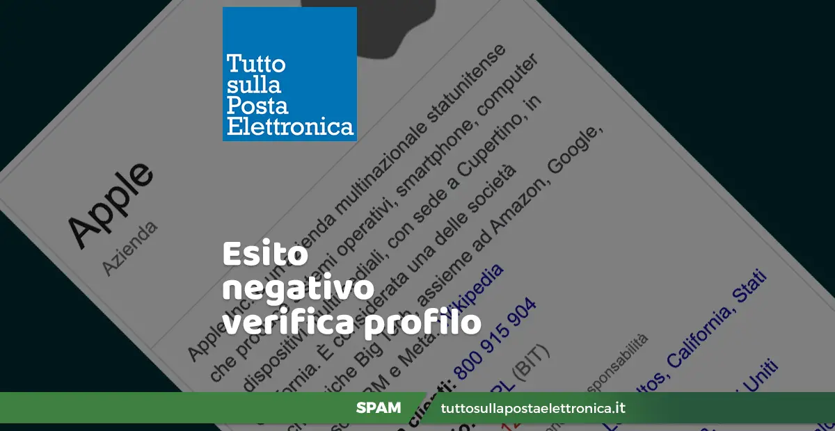 Esito NEGATIVO verifica profilo