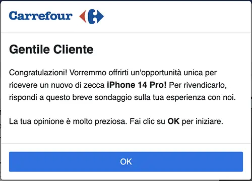 carrefour truffa vincita iphone 14 pro