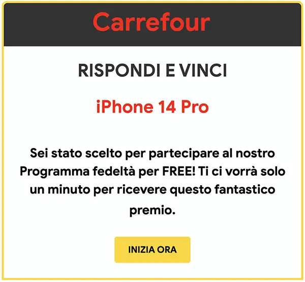 carrefour truffa vincita iphone 14 pro