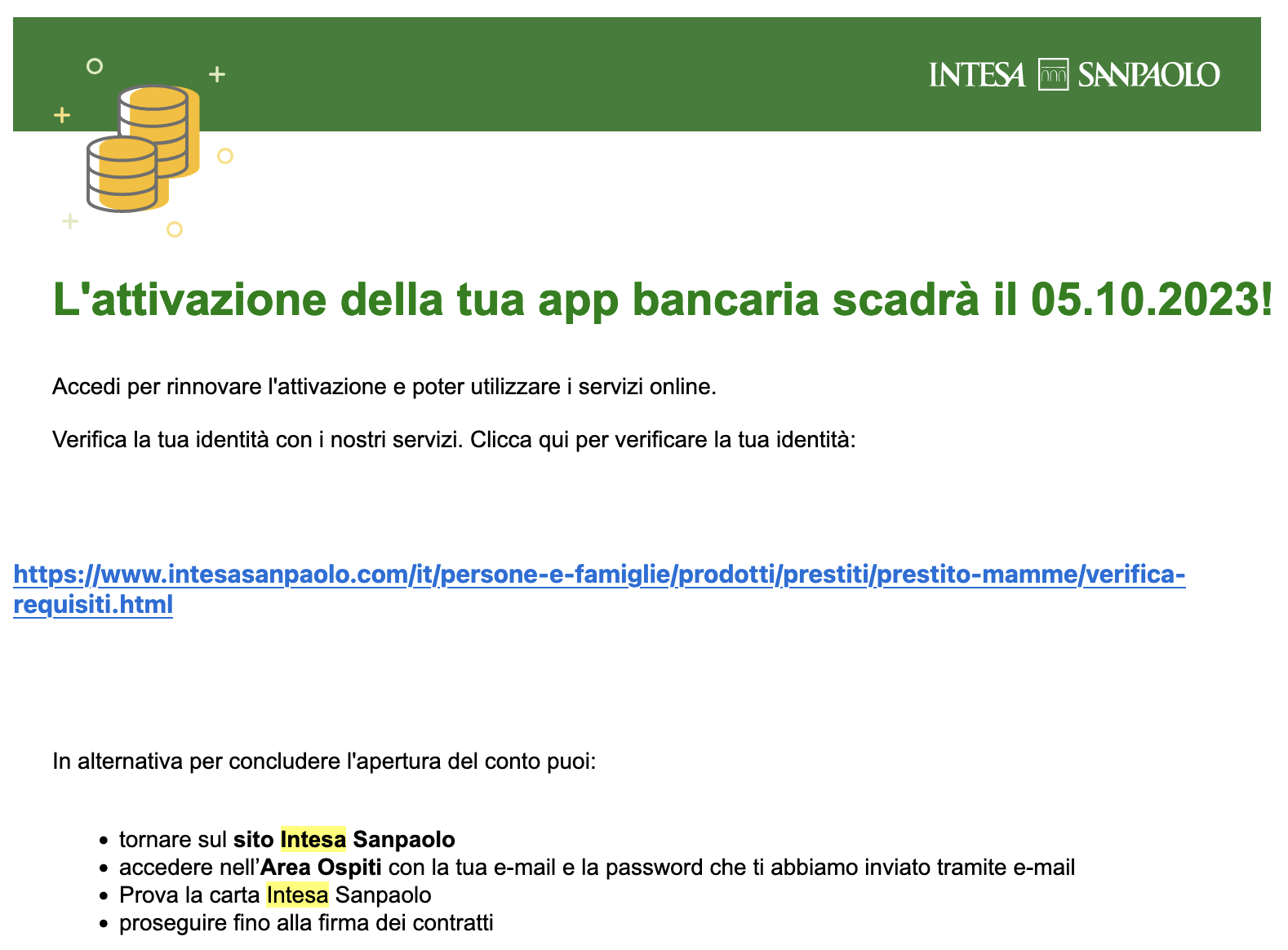 intesa app scade